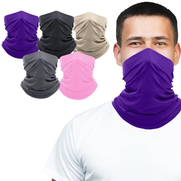 5-Pack: Washable And Reusable Moisture-Wicking Face Mask Bandana & Neck Gaiter - Picture 3 of 5